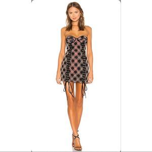 h:ours Black/Red Sangria Bette Strapless Mini Dress